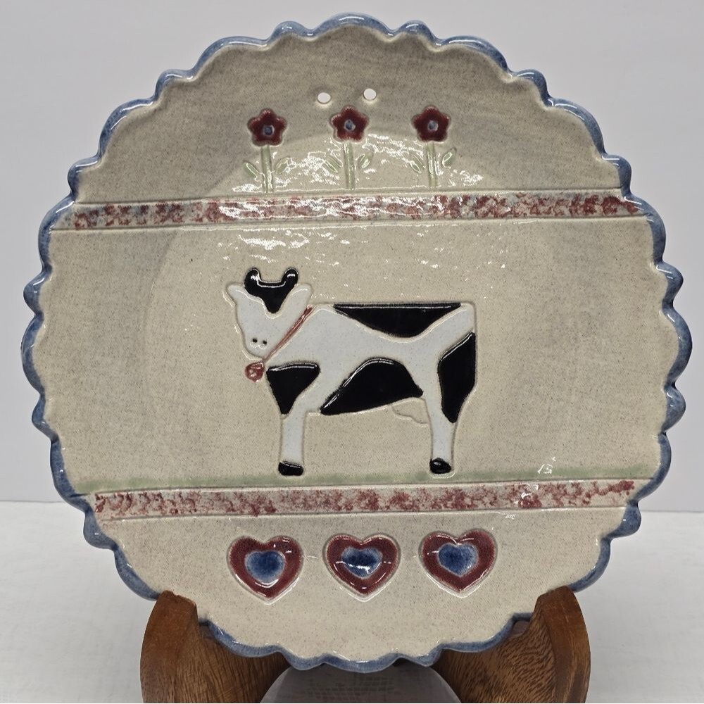 Country Home Cow Wall Hanging Decorative Plate Scandinavian Farmhouse Folk Art